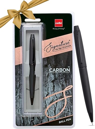 Cello Carbon Ball Pen | Blue Ink | Matte Black Premium Metal Pen For Gift | Stylish Corporate & New Year Gifts For Men & Women