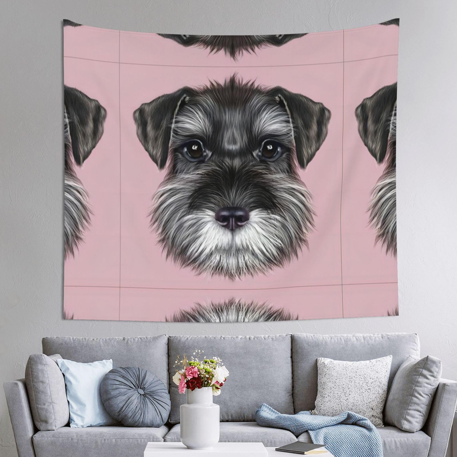 HLSBSSL 60x51in Dog Printed Tapestry Tablecloth for Dormitory and Picnic Rooms - Multifunctional Fabric Hanging