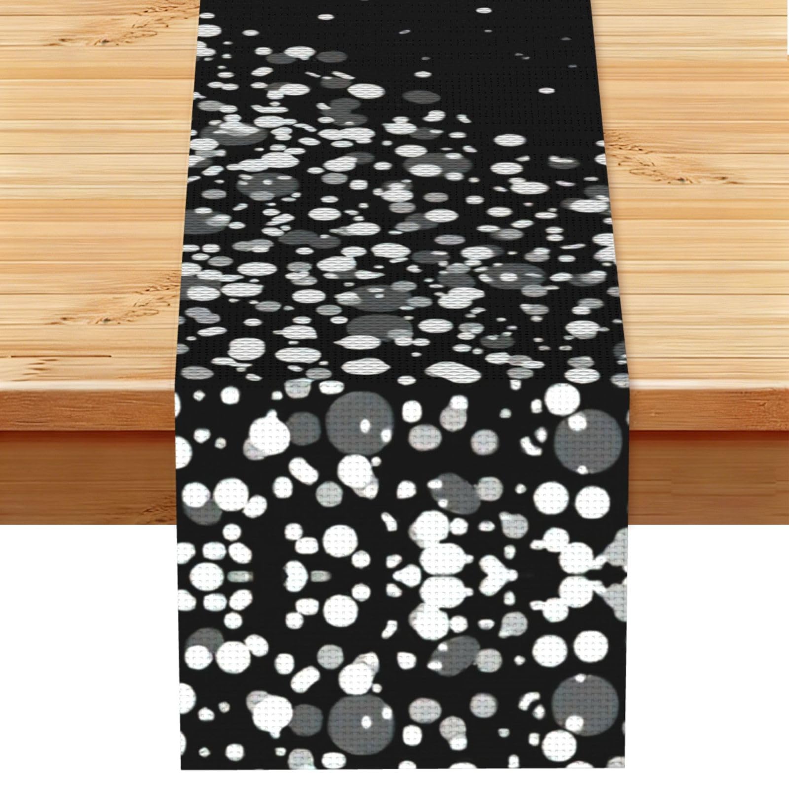 Aacxzff Black Linen White Glitter Print Table Runner For Everyday Use,Special Occasions,Wedding Birthday Home Decor