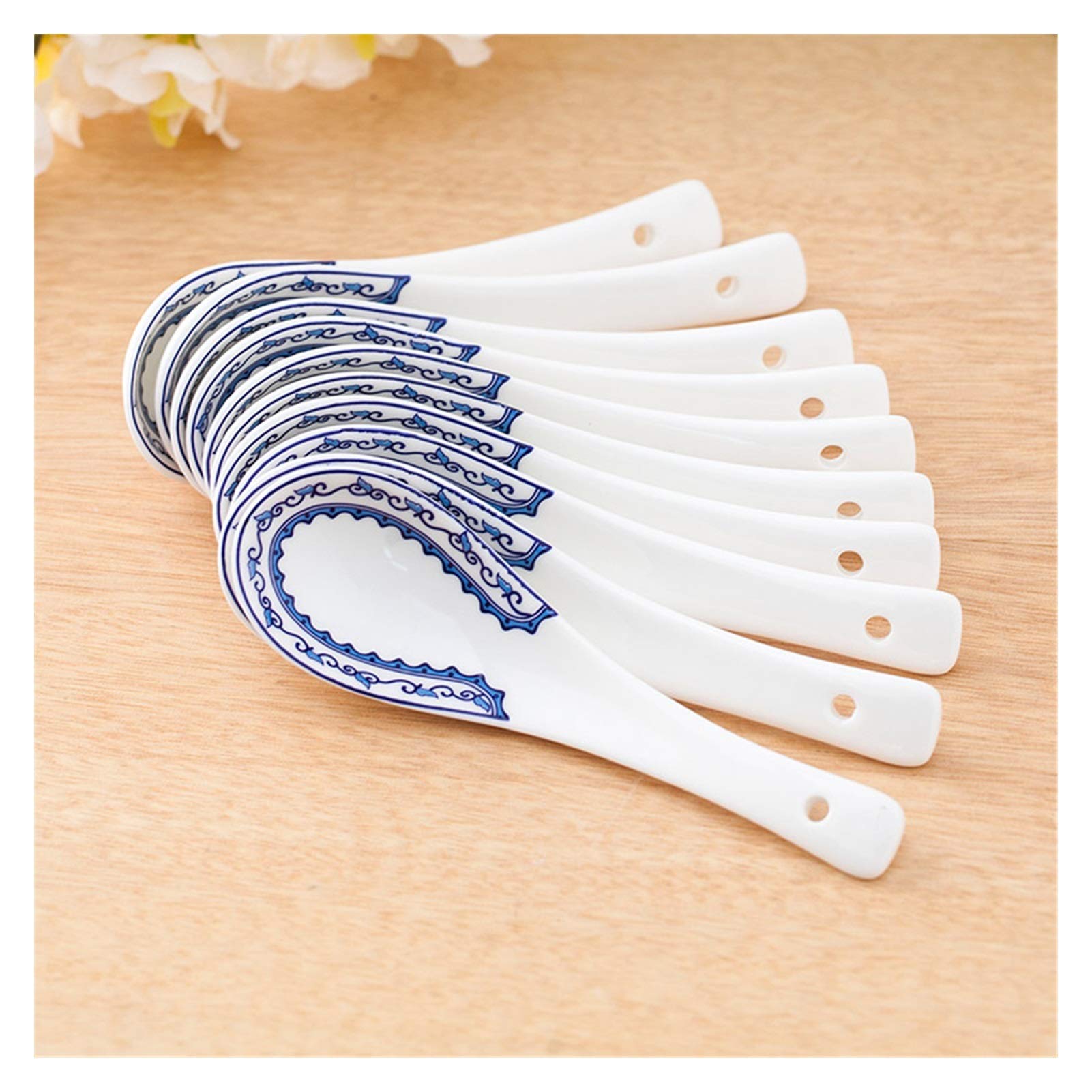 Cuchara de cerámica para café, té y postres, Cuchara sopera de cerámica, cucharas soperas, Cuchara pequeña de Porcelana China, Cuchara de cerámica, Cuchara pequeña, (C)