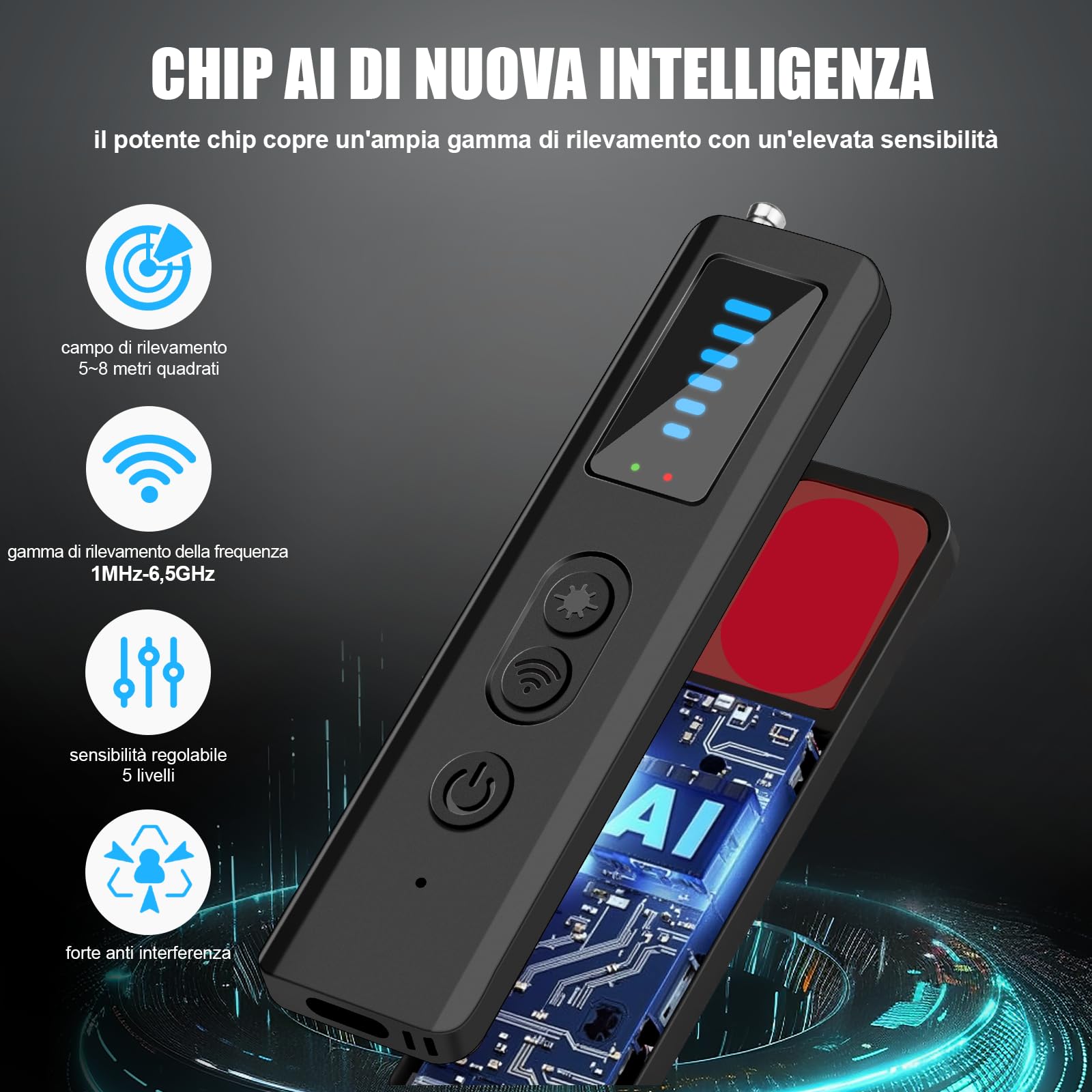 Rilevatore Microspie, Telecamere Nascoste Rilevatore, Rilevatore di Cimici e Microspie Rilevatore GPS di Dispositivi Nascosti, Rilevatore Trova Dispositivo di Ascolto per Hotel Casa Ufficio