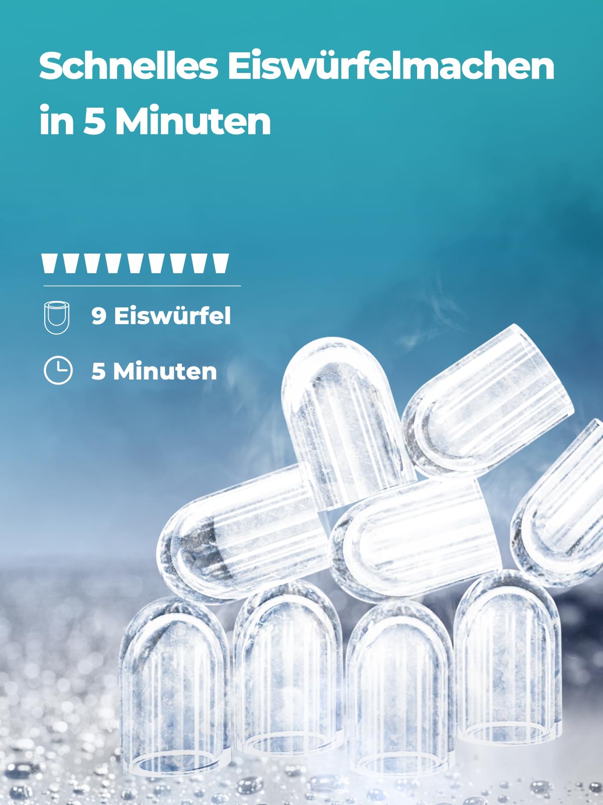 FOHERE Tragbare Eiswürfelmaschine 14 Kg/24h Selbstreinigend Kompakt Schwarz
