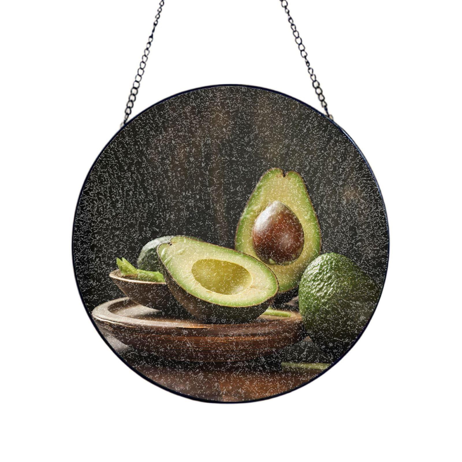 Poezjzw Stained Glass Window Hanging - Avocado Sun Catcher For Door Garden Home Decor Christmas Mother'S Day Birthday Gifts 4in（10cm）