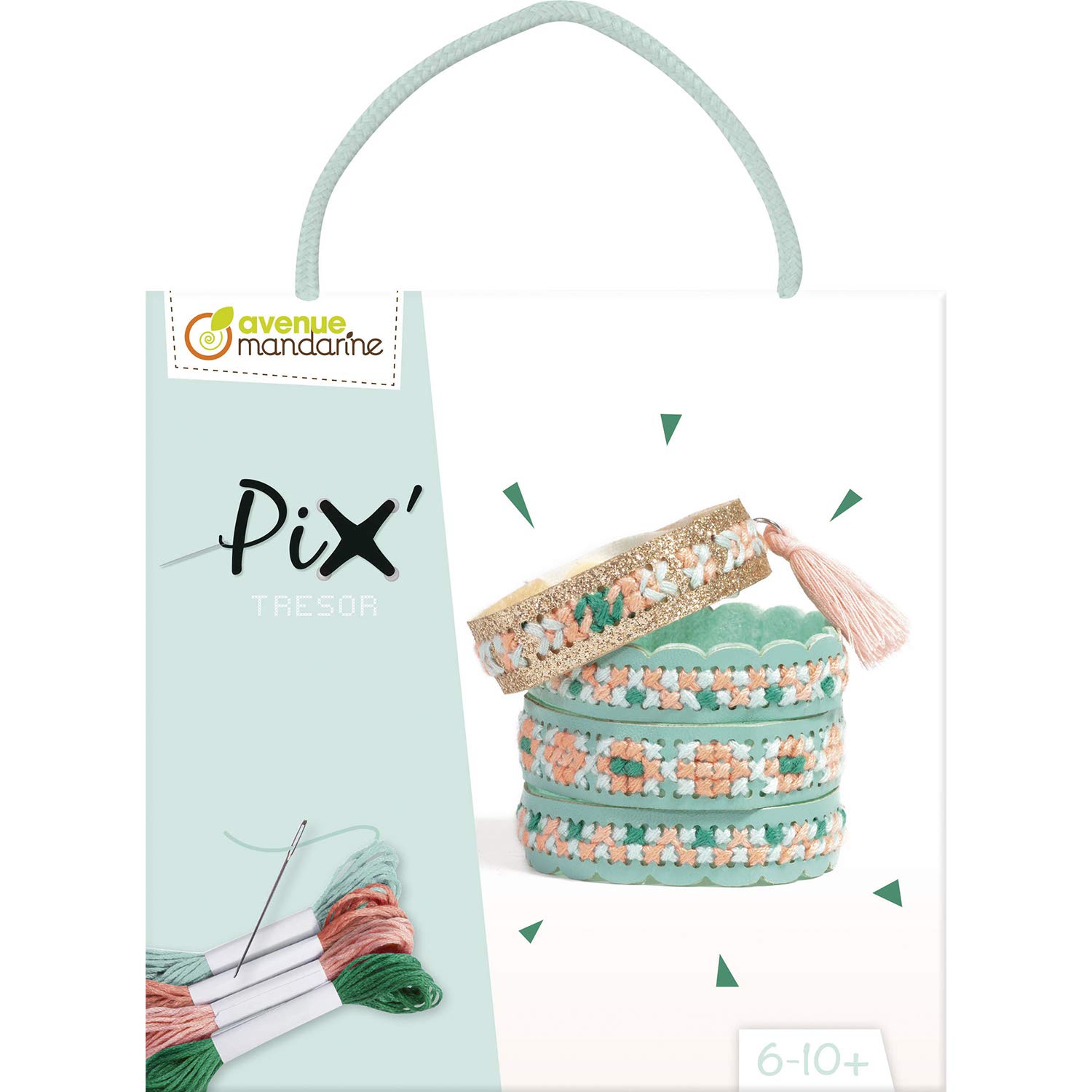 Clairefontaine ES Avenue Mandarine KC129C - Caja de regalo Pix'tesor con pulsera y pulsera con purpurina para coser, color azul