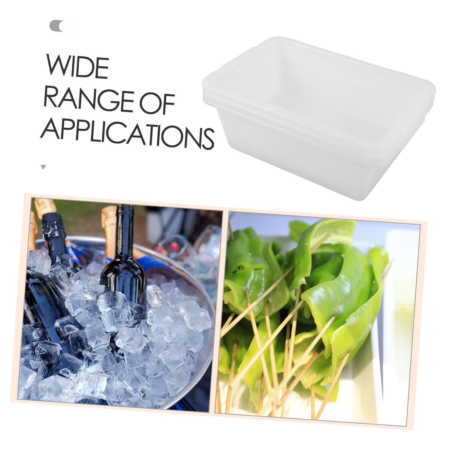 GLEAVI 3pcs Commercial Bus Tub Storage Bin Plastic Rectangular Bus Tubs Storage Box for Home Restaurant Fast Food