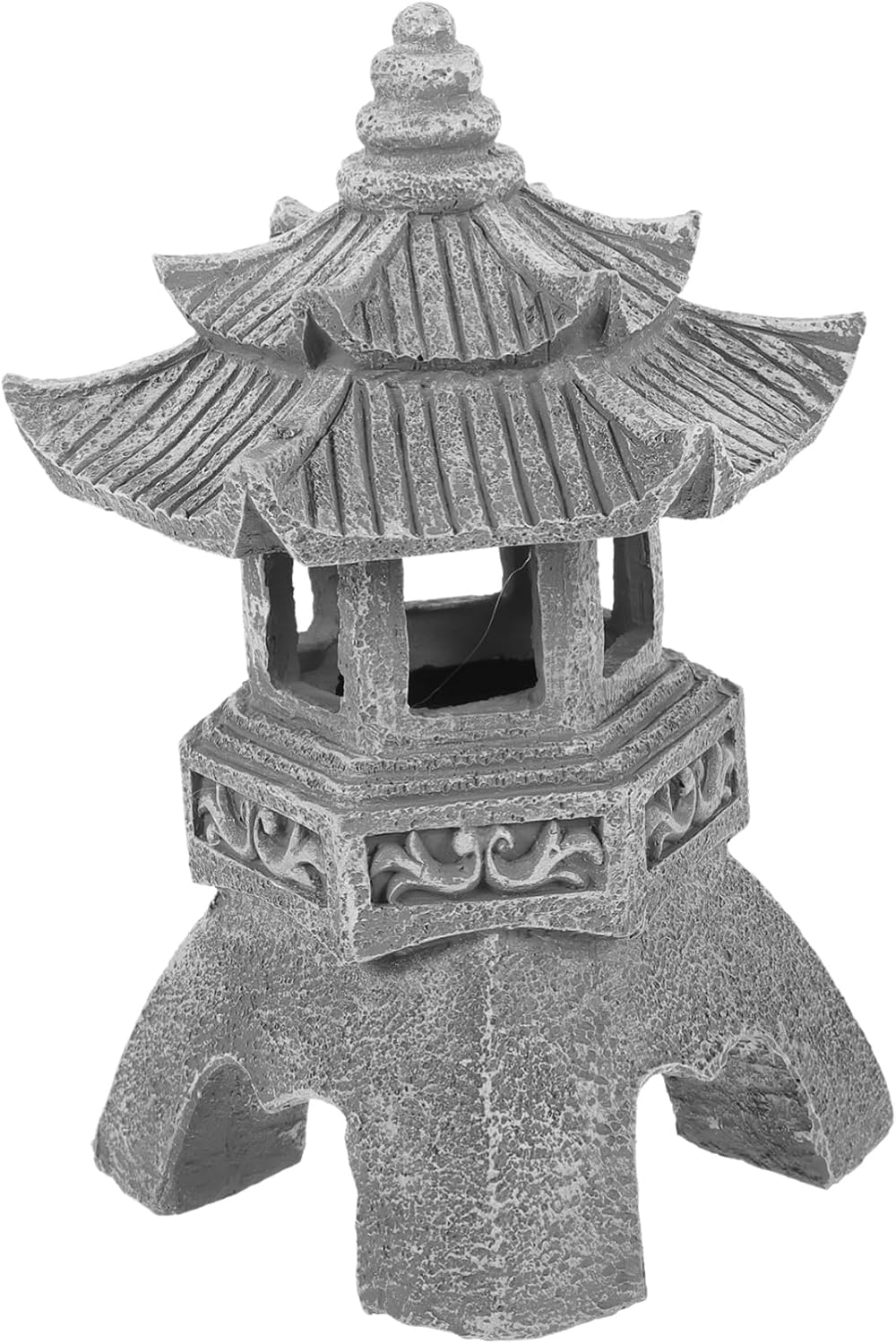 Solar Garden Resin Lamp Unique Japanese Zen Lantern for Outdoor Yard Decor Solar-Powered Sculpture Light Decorative Garden Ornament for Patios and Lawns