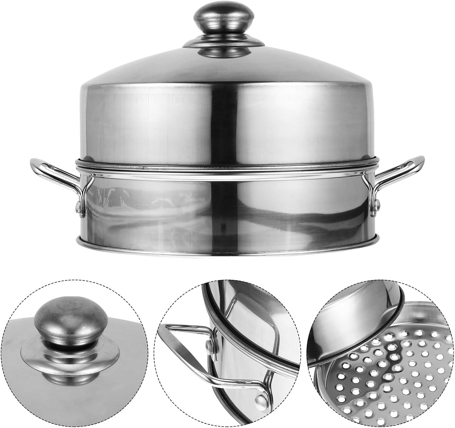 Stainless Steel Food Steamer Basket Rustproof Multi-functional Steamer with Even Heating Eco-friendly Kitchen Cookware for Steaming Vegetables and Dim Sum