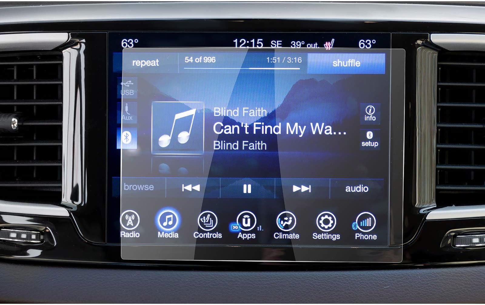 2017 2018 Chrysler Pacifica Hybrid Uconnect Touch Screen Car Display Navigation Screen Protector, RUIYA HD Clear TEMPERED GLASS Car In-Dash Screen Protective Film ... (8.4-Inch)