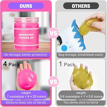 4 paket araba temizleme jeli, pembe araba temizleme macunu, evrensel oto detaylandırma araçları, hava havalandırması, gösterge paneli ve klavye için araba balçığı, kadınlar için oto
