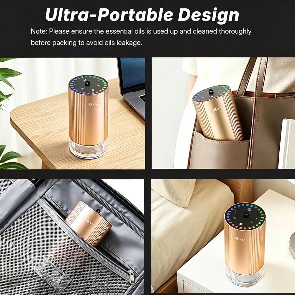 UrrSovv Waterless Car Essential Oil Diffuser Battery Operated (Gold) image 4