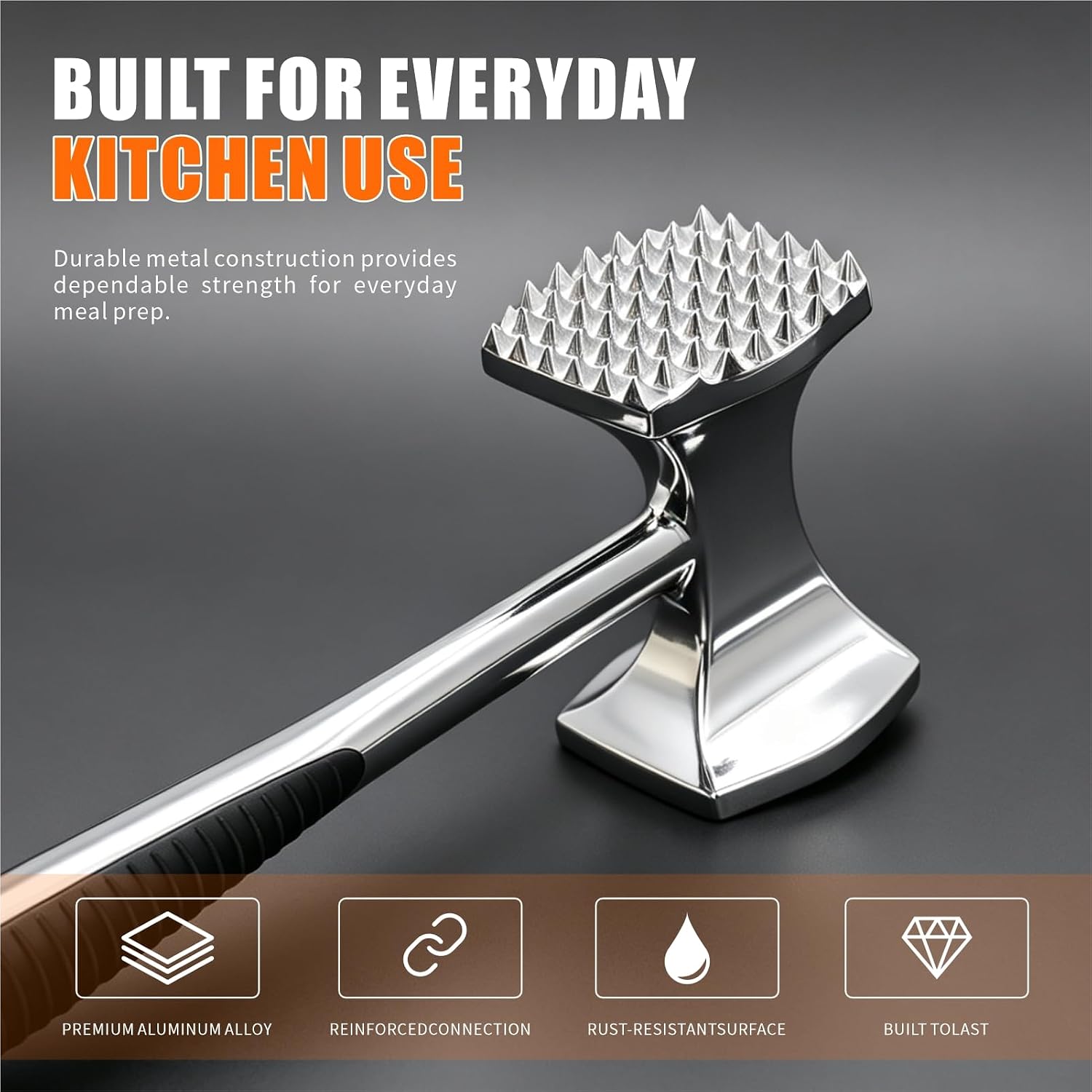 Meat Tenderizer Hammer, Dual-Sided Aluminum Alloy Mallet, Balanced Weight