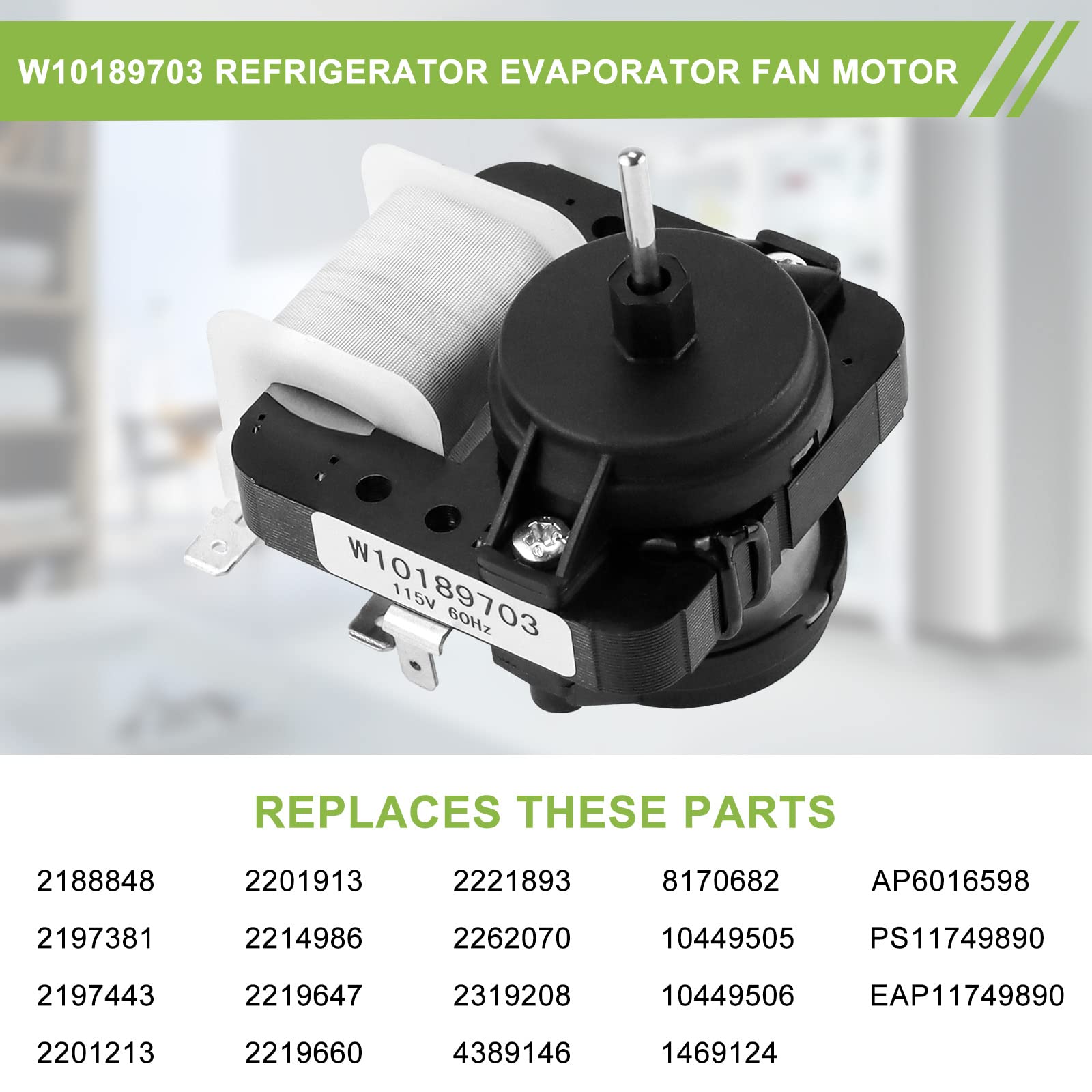 Motor Ventilador Evaporador Para Nevera Whirlpool - Repuesto W10189703, Compatible Múltiples Modelos
