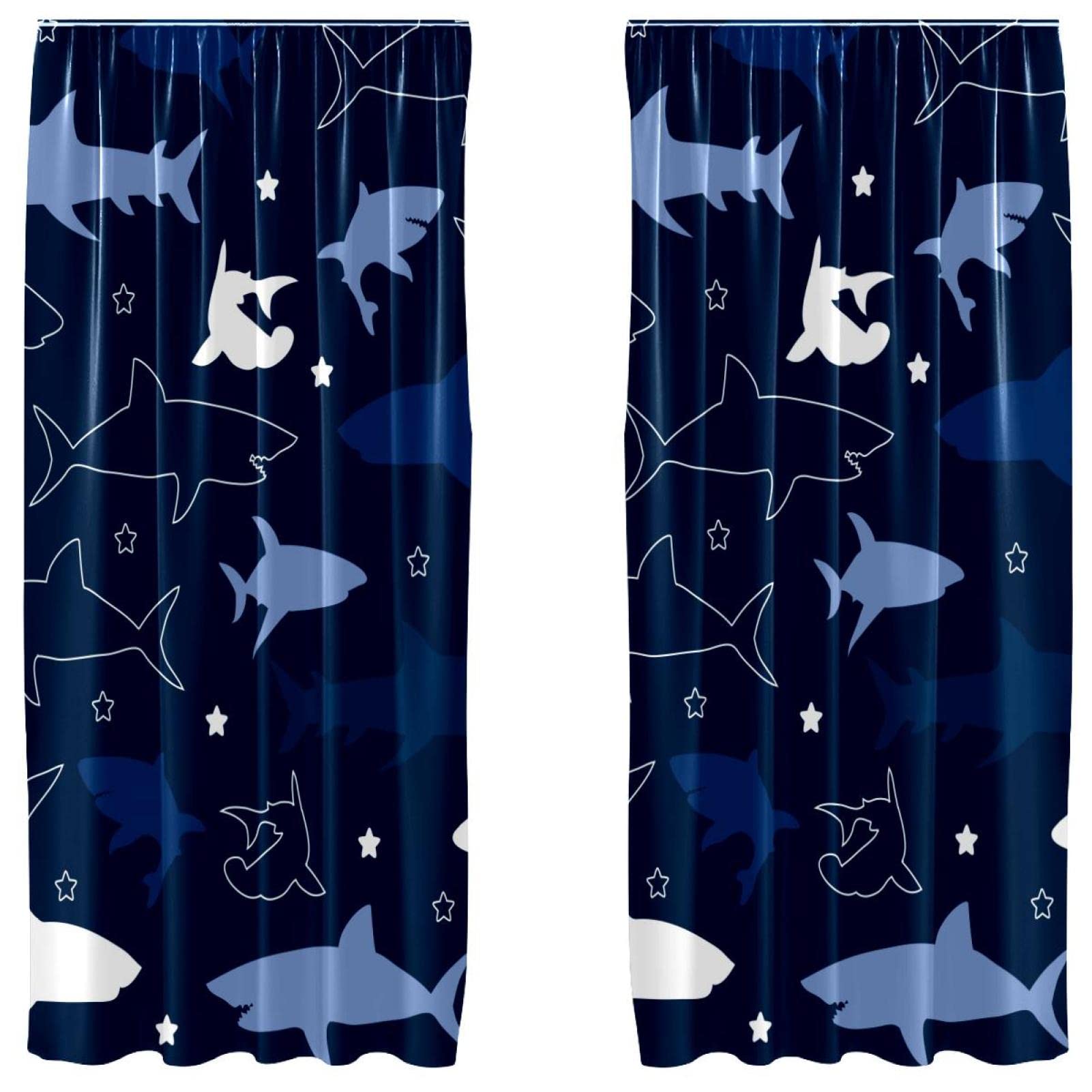 Rideaux occultants requin bleu marine en microfibre 140x213 cm