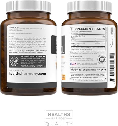 Miniatura 9 de Aceite de semilla negra  180 cápsulas de cápsulas blandas (sin OMG y vegano) Premium prensado en frío Nigella Sativa que produce aceite de semilla