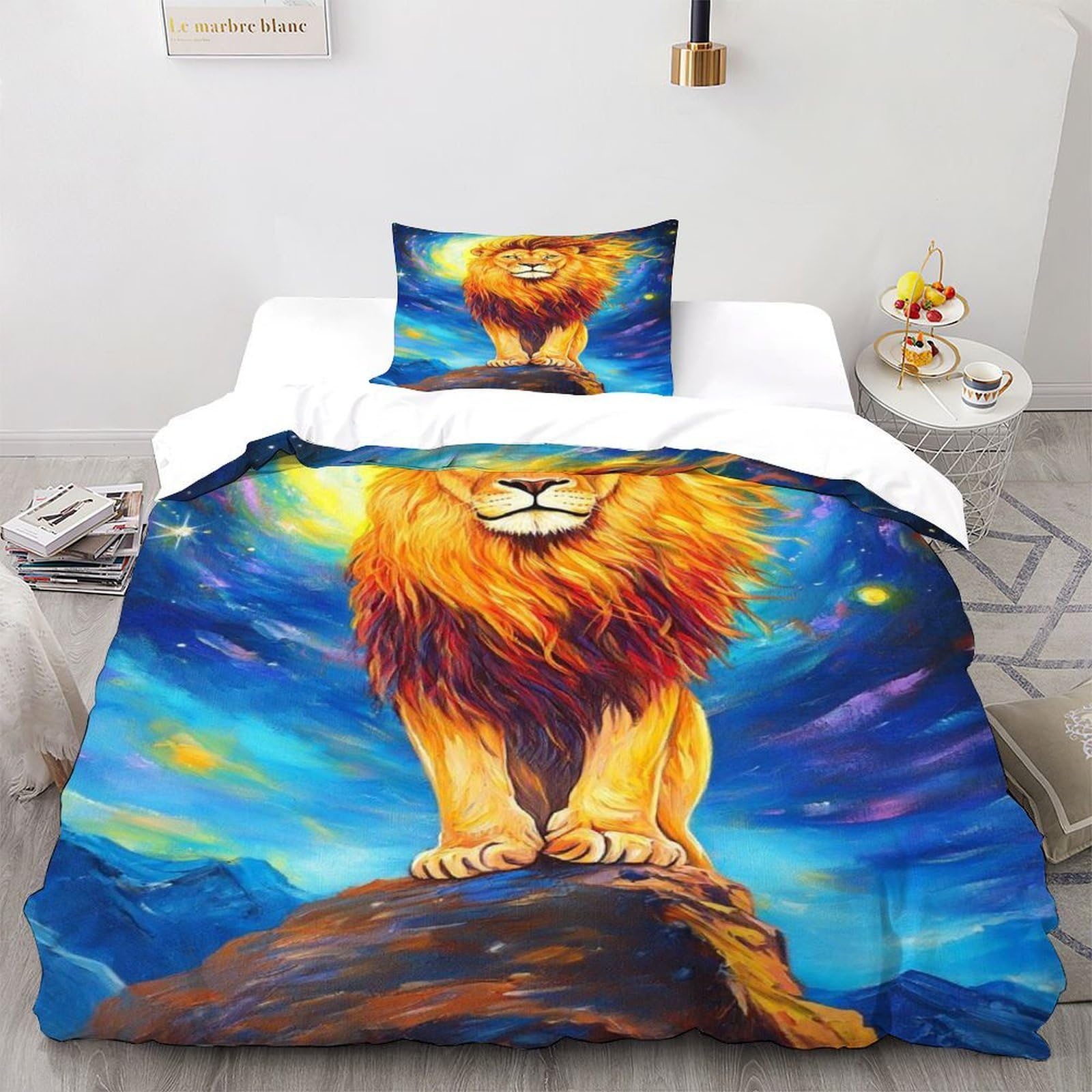 Housse de couette galaxie lion microfibre pour en finir avec le lit froissé