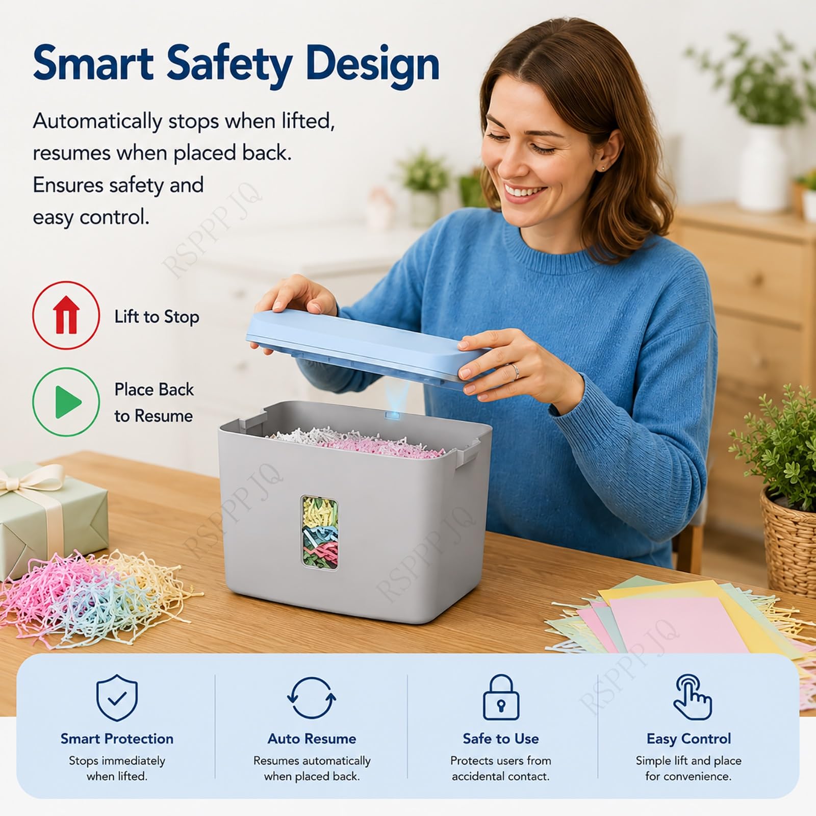 Schneidepapiermaschine,geschreddertes Knisterpapier,7,5 l großes Fassungsvermögen mit Sichtfenster,automatische Start-/Stopp-Funktion,for 25 g/70 g A4-Papier