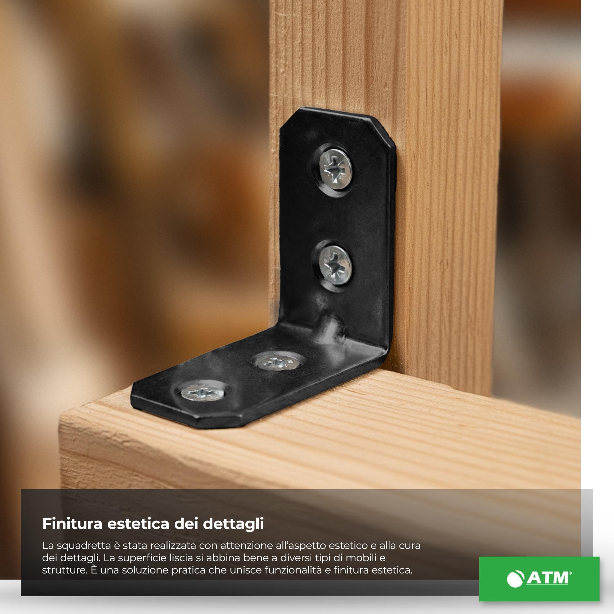 ATM Squadretta per Mobili Acciaio Zincato 30x30x16mm - Zincato Nero - Set da 100 pezzi