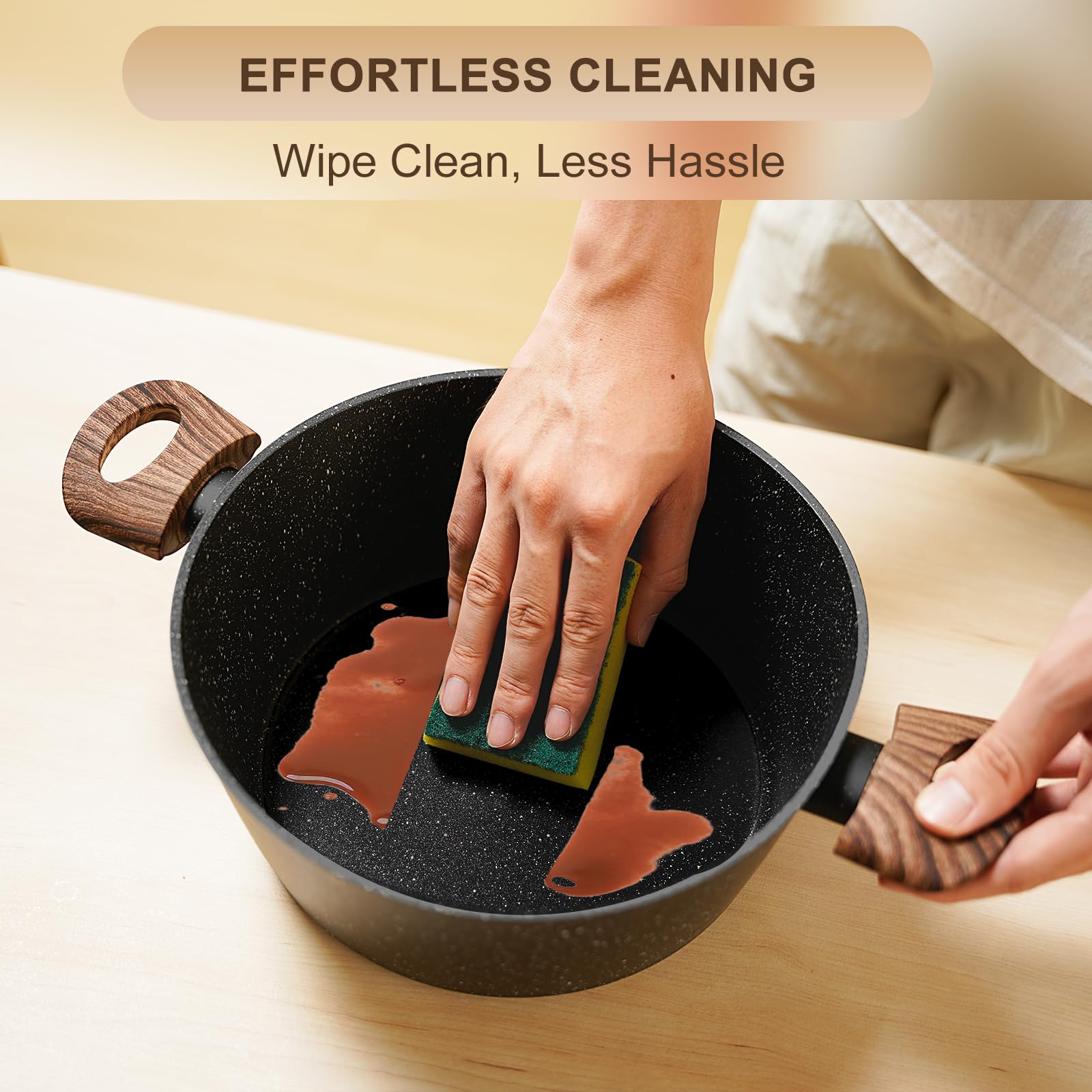 EWFEN Nonstick Pots and Pans Set, 25-Piece Ceramic Cookware Set, Induction Kitchen Cooking Set with Frying Pans Saucepans & Utensils, Healthy Non-toxic, PFAS/PTFE/PFOA Free, Black