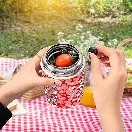 Miniatura 5 de Valentine Hearts Food Jar with Spoon Stainless Steel Vacuum Insulated Food Container 17 oz Thermos for Lunch