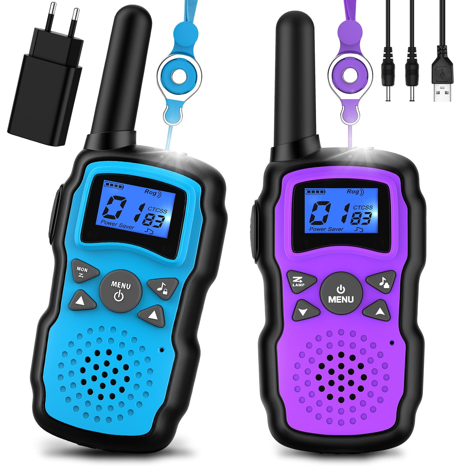 Kinder-Funkgeräte Mit Taschenlampe - Wiederaufladbar, 2er Set, 1200ft Reichweite