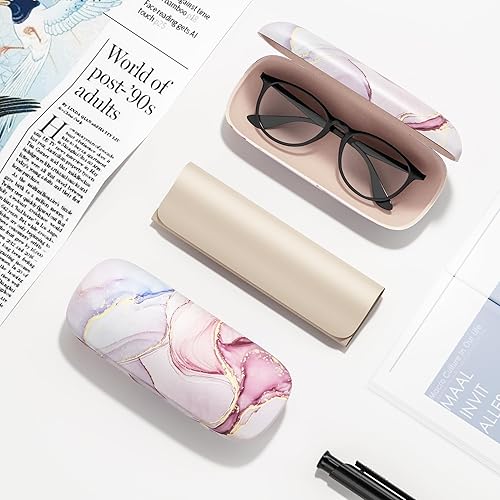Miniatura 6 de NPOOYI Eyeglasses Case, Hard Shell Protective Case for Glasses, Unisex for Women Men, Glass Case with Cleaning Cloth
