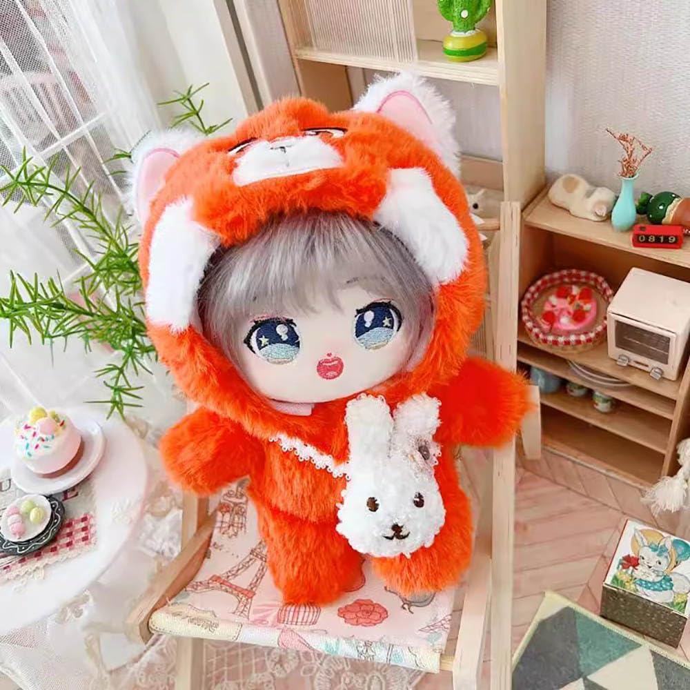 niannyyhouse 20cm Plush Doll Clothes Bear Pattern Onesie Dress Up 8in Kpop Stuffed Doll Clothing (Orange) image 3