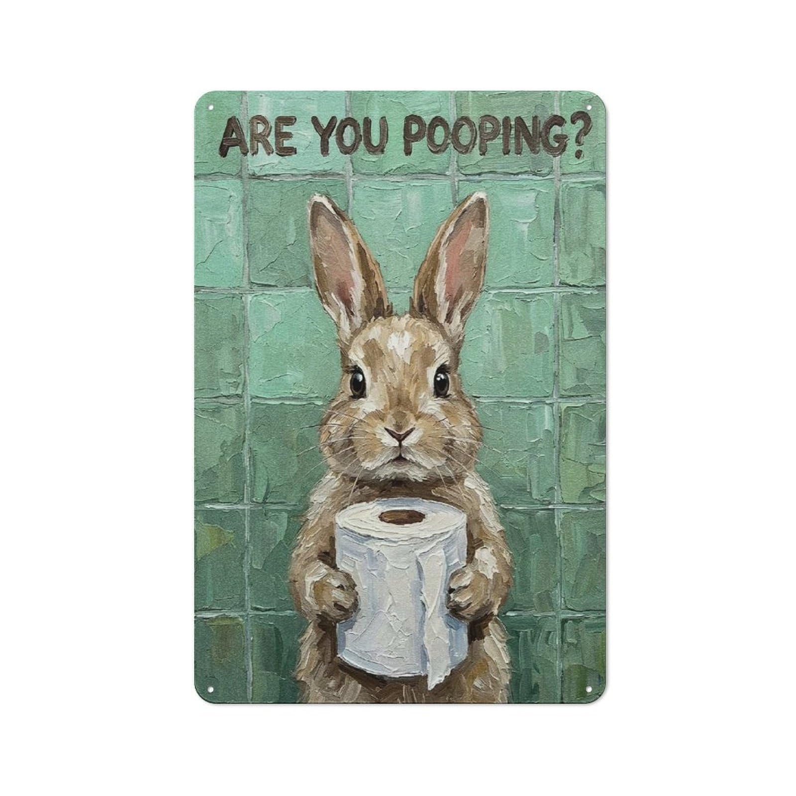 Industrial Are You Pooping Rabbit Painting Retro Metal Sign 30x20cm, Shed Wall Plaque for Garage, Workshop, Shed Or Utility Room