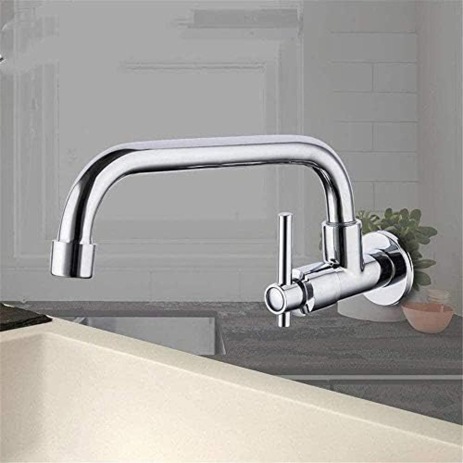 ZYCHSJXA Faucet Kitchen Tap Wall Mounting Faucets Sink Mixer 360 Degrees Swiveling Flexible Hose Single Holes