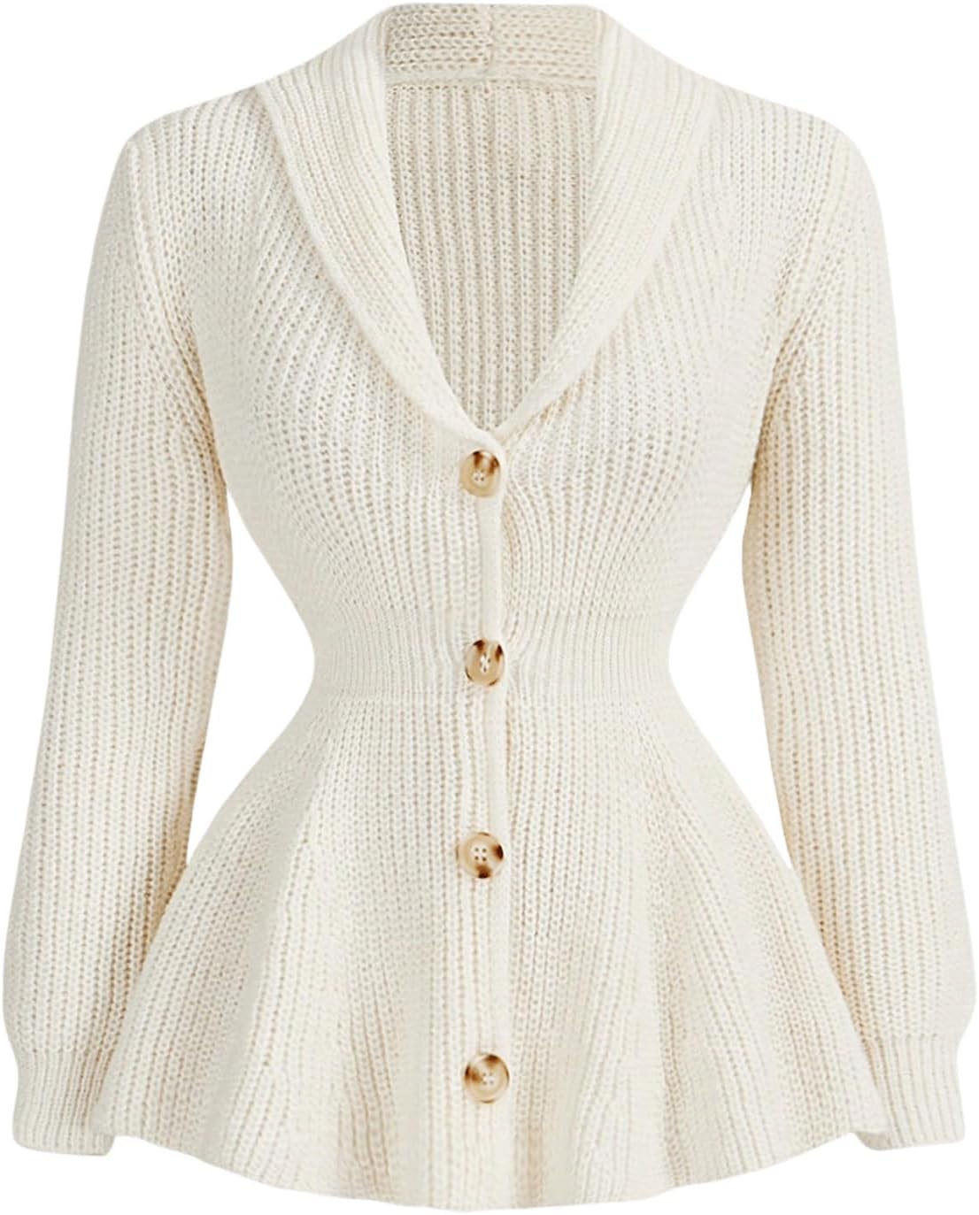 GORGLITTER Women's Peplum Cardigan Jackets Business Casual Work Knit Tops Button Front Long Sleeve Fall Outfits