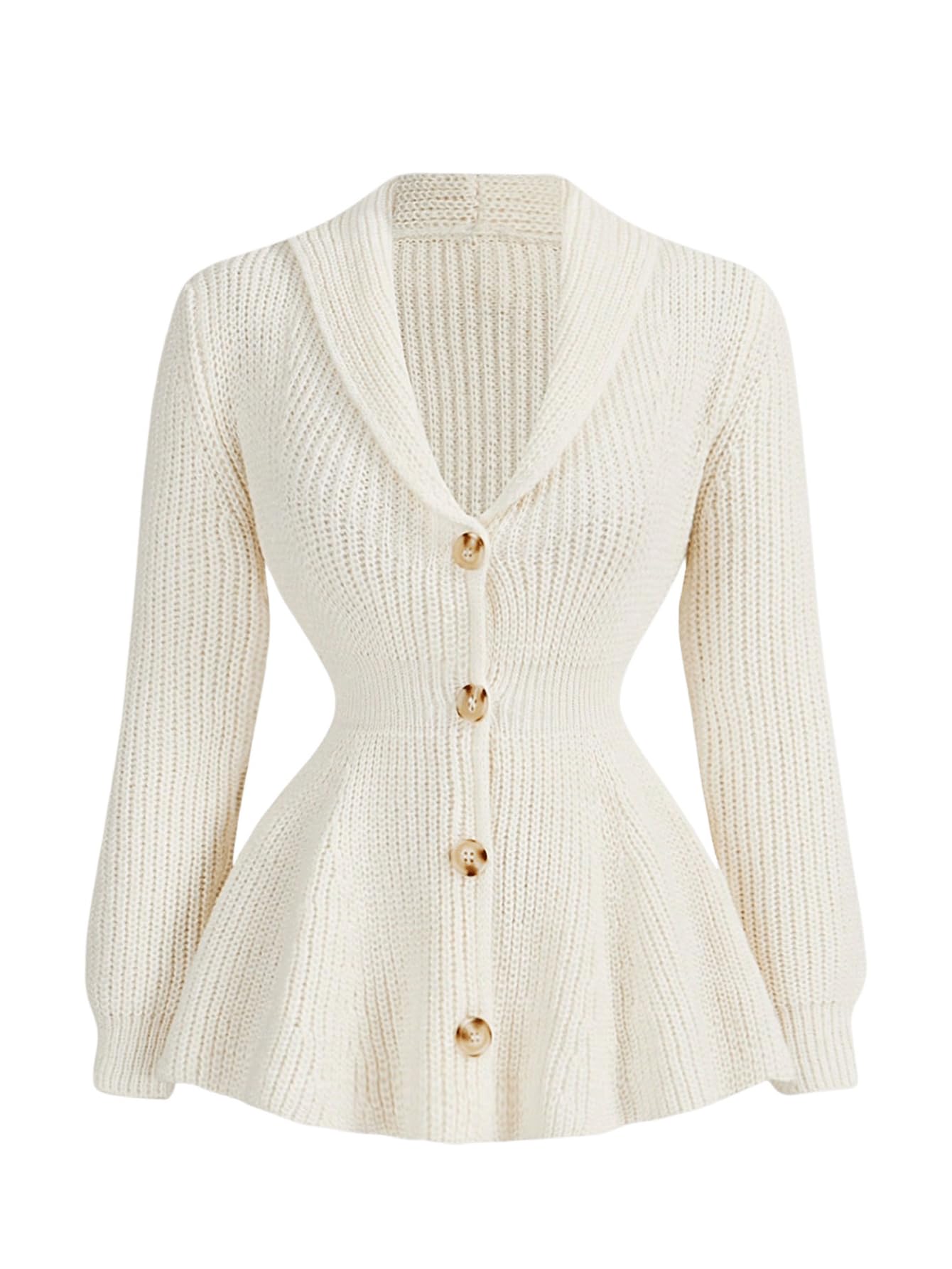 GORGLITTER Womens Peplum Cardigan Jackets Business Casual Work Knit Tops Button Front Long Sleeve Fall Outfits