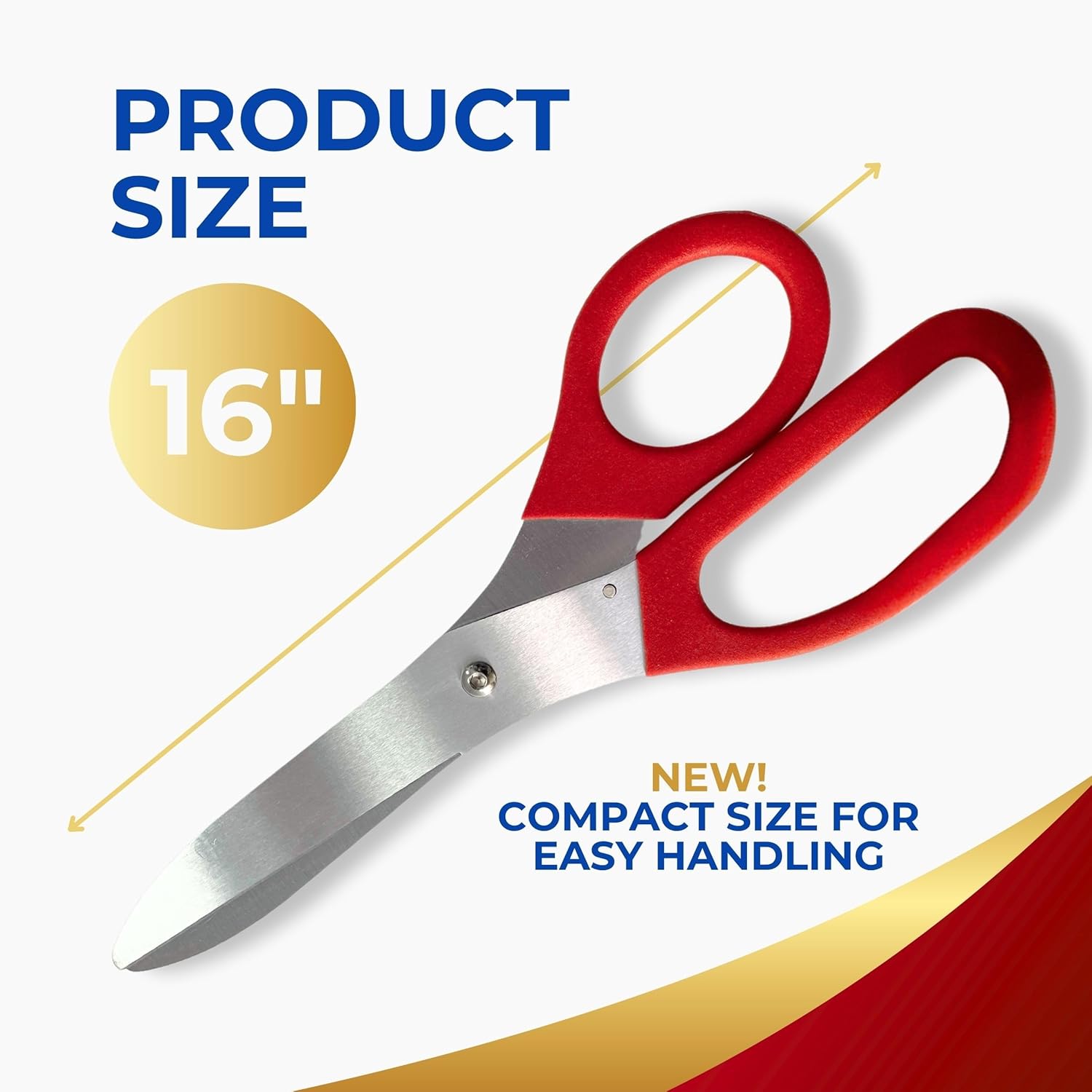 16 Inch Red Ribbon Cutting Scissors - Giant Ceremonial Shears for Grand Opening Events Large Decorative Tool for Business Celebrations Professional Sharp Blades for Smooth Precise Cuts