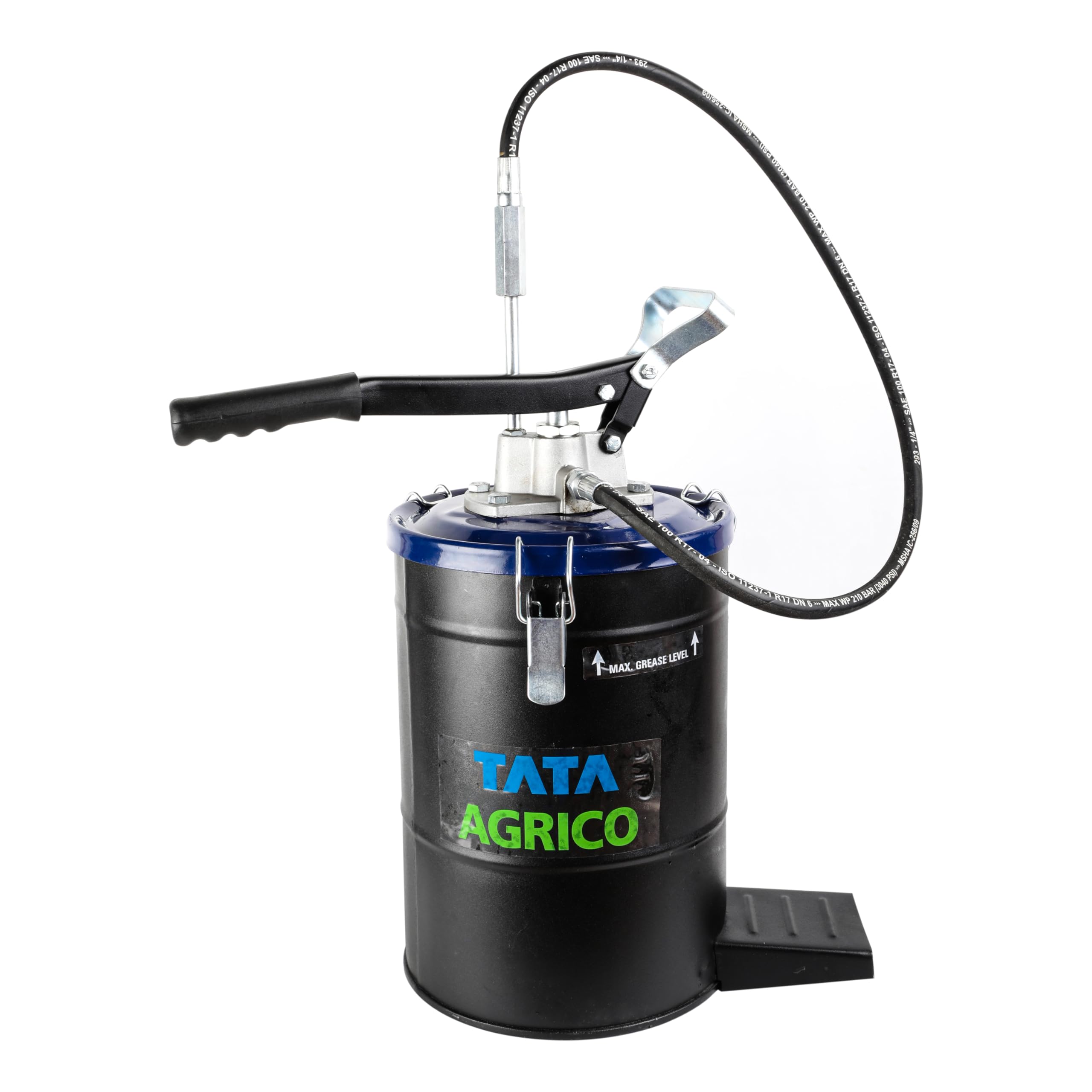 Tata Agrico GGN011, Grease Bucket_10 Kg without Wheel, Comes complete with handle & 2.2m high pressure hose | For greasing of Earthmoving, Agricultural equipment etc, (Pack of 1, Multicolor)-image-21