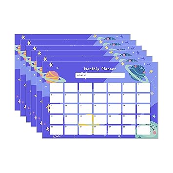 ESCAPER Planets Theme Monthly Planner Sheets (A3 Size - 11.5 L x 17.5 W inch - Pack of 6 Sheets)| Monthly Organizer | Annual Planner | Study Planner