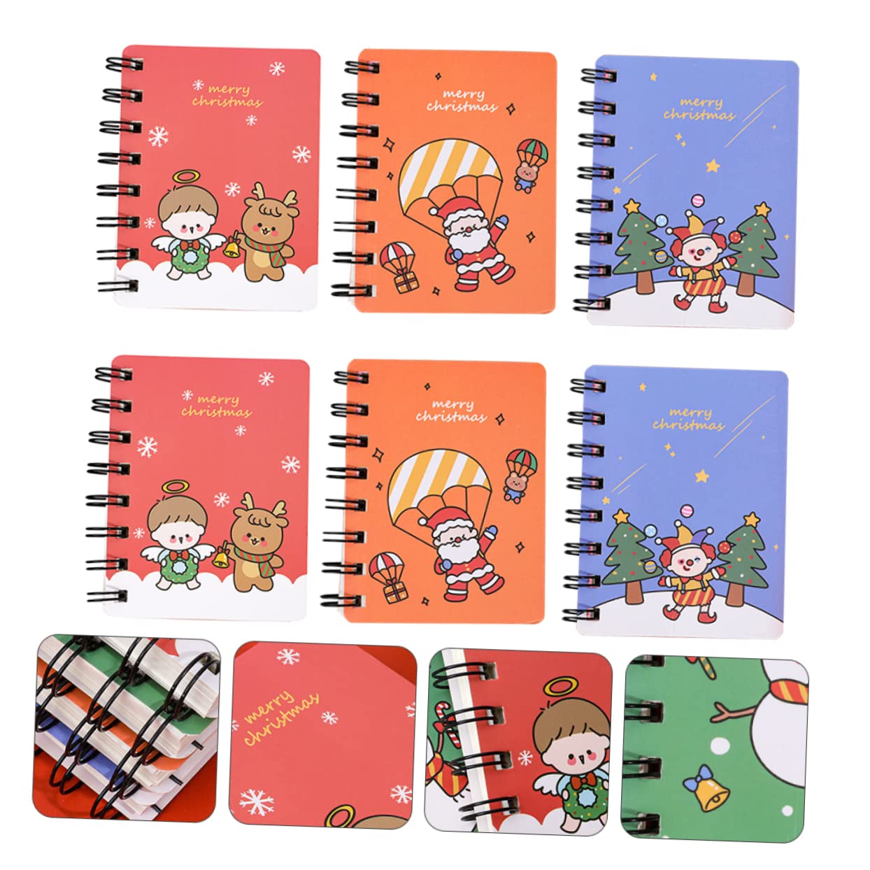 SEWACC 18piezas Libreta De Espiral Para Estudiantes y Oficina Cuadernos De Notas Cubiertas De Cartón Grueso Para Recordatorios y Diario Personal Papelería Portátil Para Navidad y