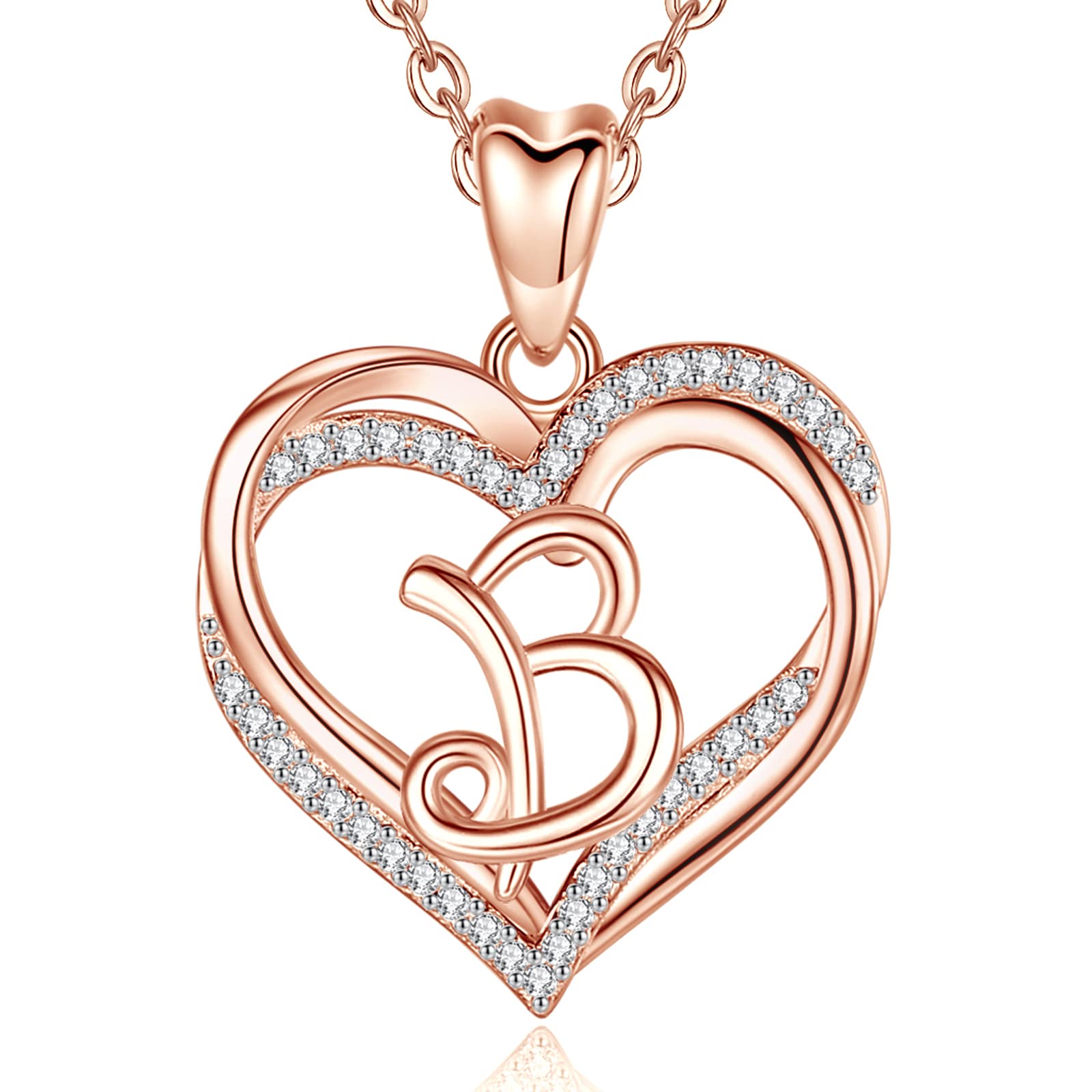 INFUSEU Unique Initial Necklaces for Women Girls Small Heart Letter Jewelry