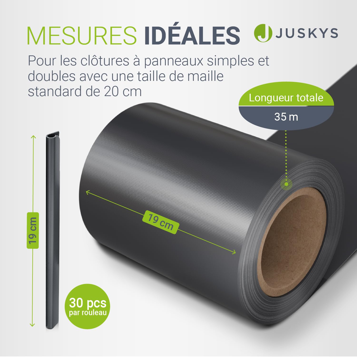 Juskys Rouleaux brise-vue en PVC pour clôtures à barreaux doubles - 2 rouleaux de 35 m, 60 clips de fixation - film anti-regards pour clôture protection visuelle protection contre le vent - anthracite