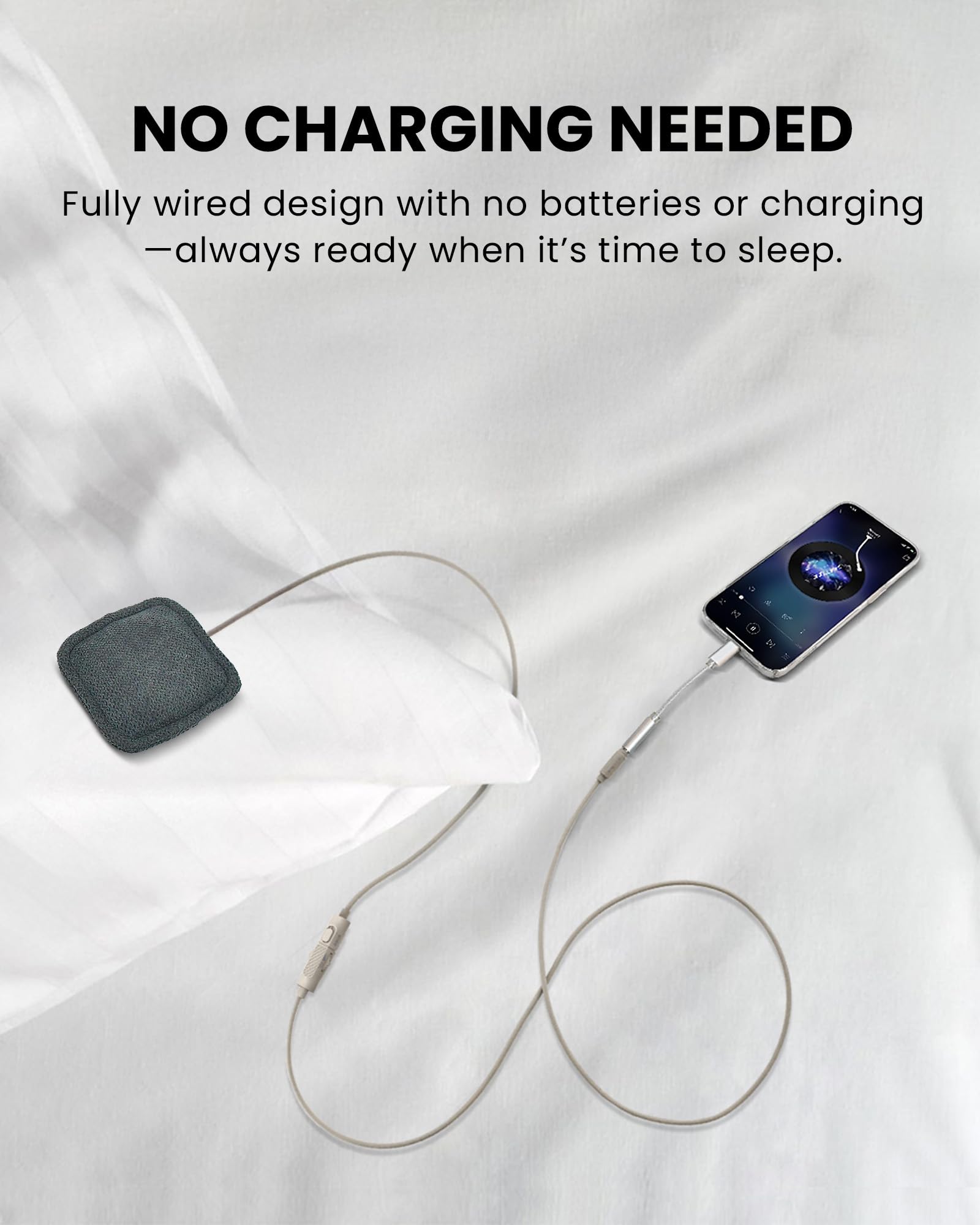 Avantree Slumber Mini – Altoparlante Da Cuscino Con Cavo Per Dormire, Audio Notturno Morbido, Senza Ricarica, Controllo Volume In Linea, USB-C E AUX, Cuffie Per Podcast E Audiolibri