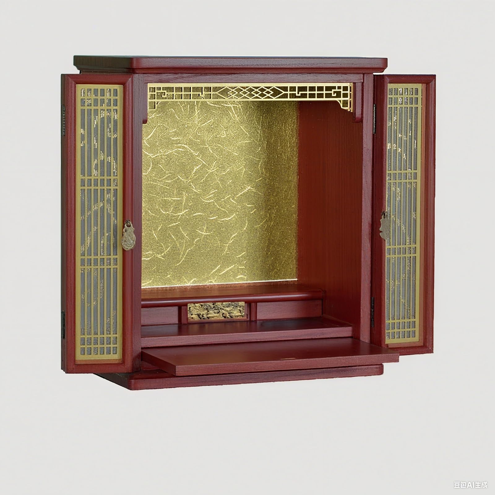 JNTFNE Buddhist Altar Stand With Niche,meditation Table,Buddha Statue LED Lighting,home Worship Table,suitable Spiritual Practice Meditation Cultivation(Rosewood Finish,M)
