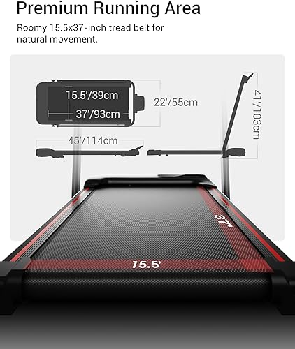 Miniatura 3 de Cinta de correr plegable con inclinación 16% para oficina en casa 300 libras con control remoto