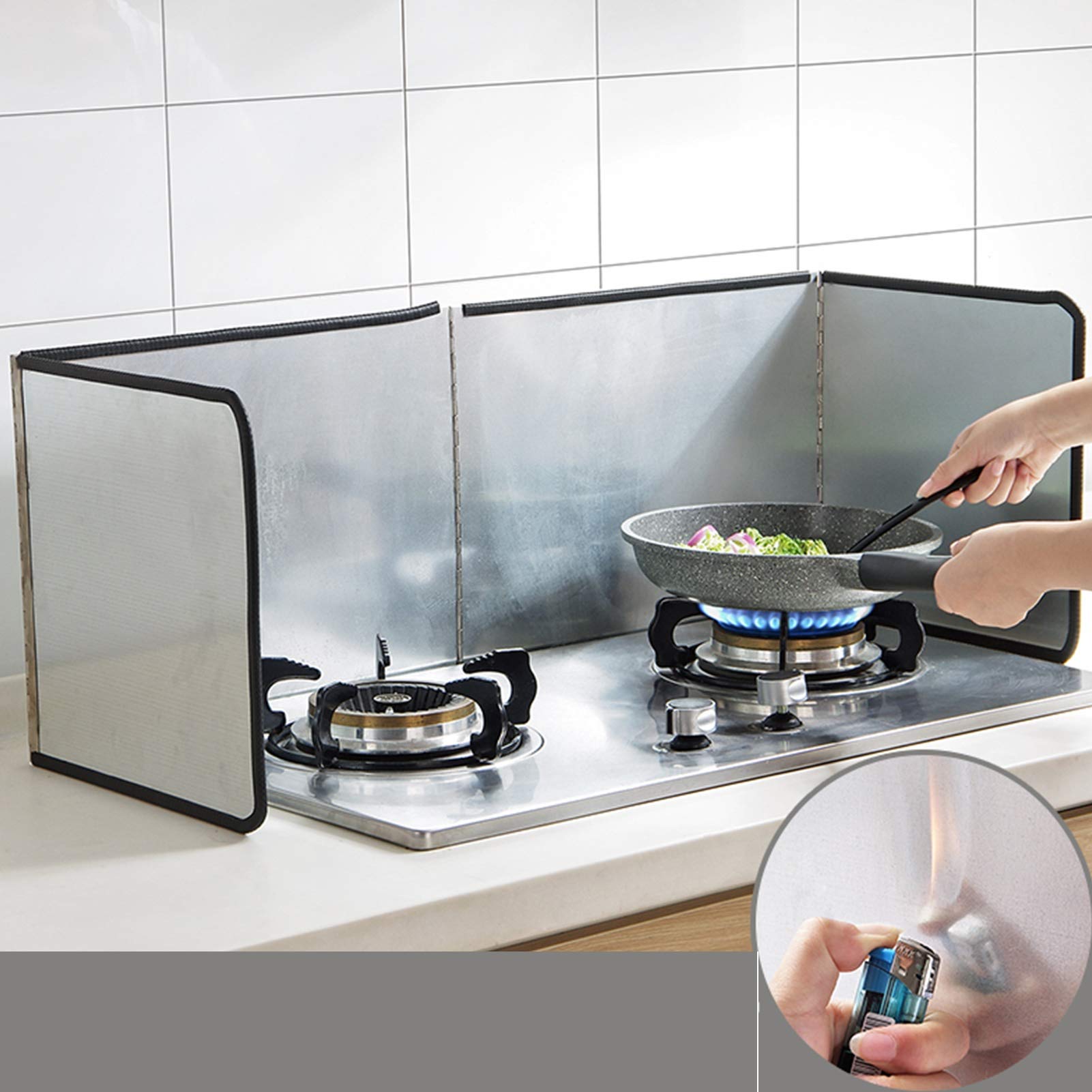Foldable 3-Sided Stainless Steel Splatter Guard For Frying - Stove Top Backsplash Protector