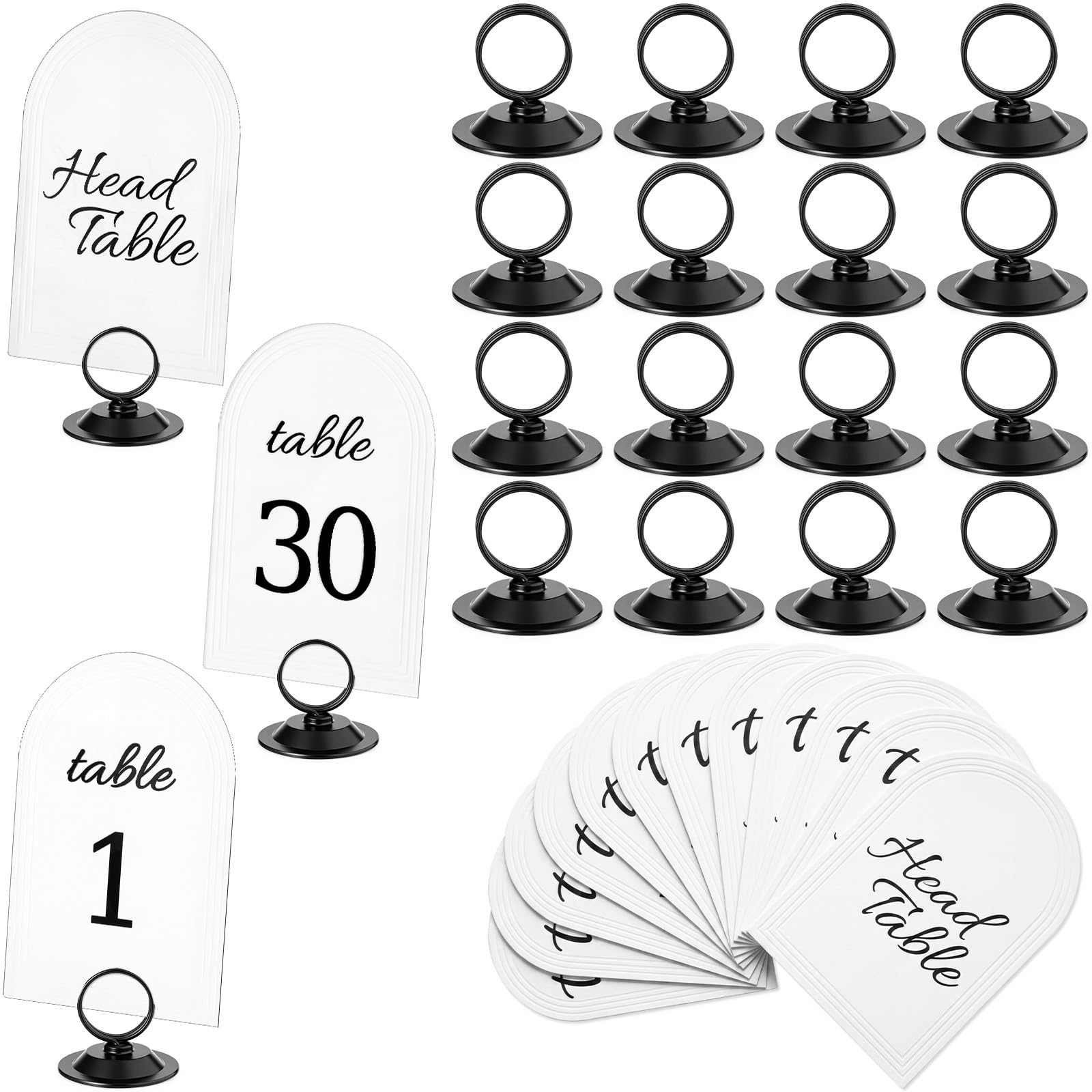 Novabright 31 Sets Table Number Cards with Holders, 1-30 Numbers, Black