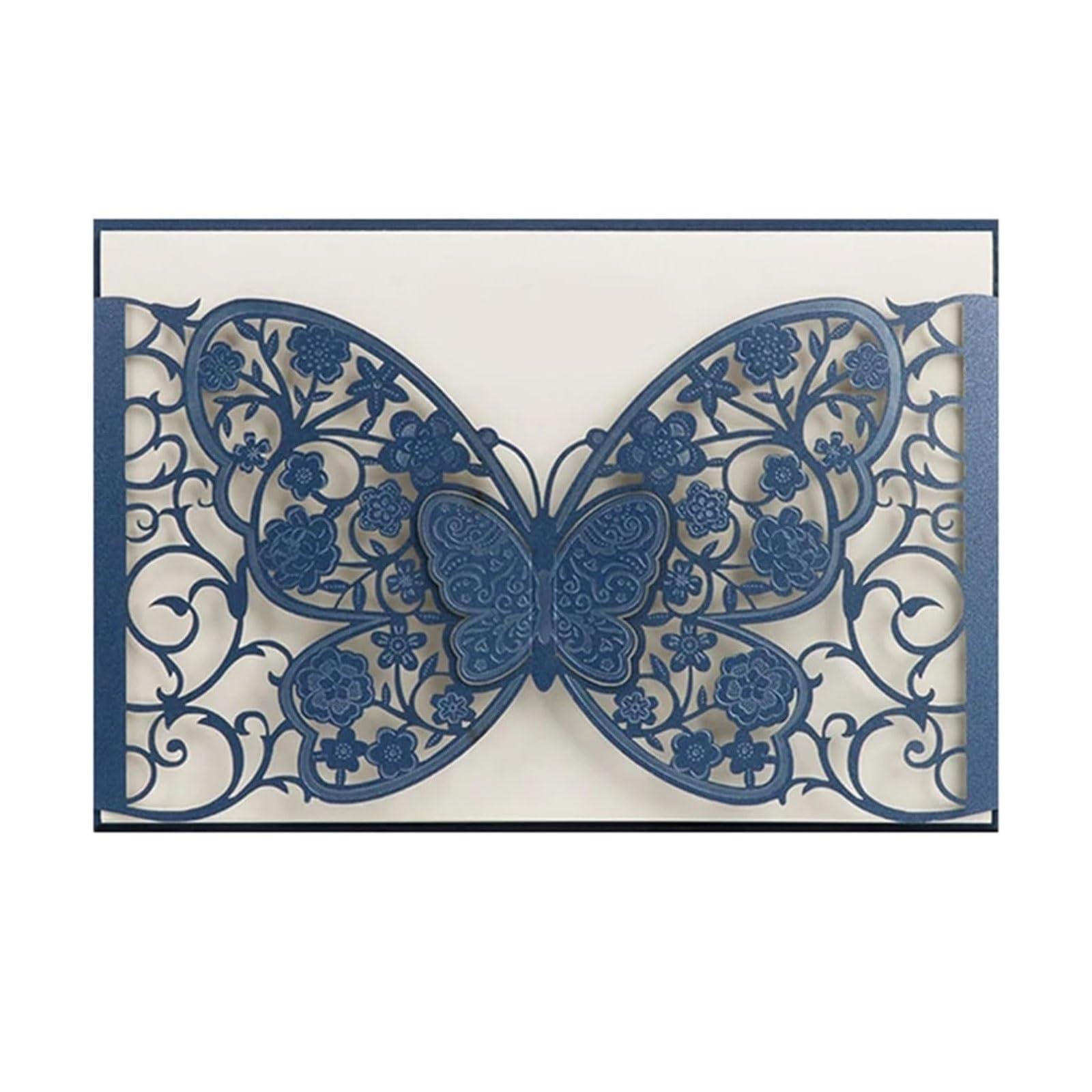 Lot de 50 faire-part de mariage creux, motif papillon estampé à chaud, for anniversaire de mariage Faire-part(Blauw)