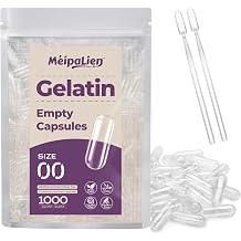 Size 00 Empty Gelatin Capsules - 1000 Count | Clear Empty Pill Capsules, Pure Bovine Gel Caps for DIY Supplements, Gluten Free & Non-GMO Certified