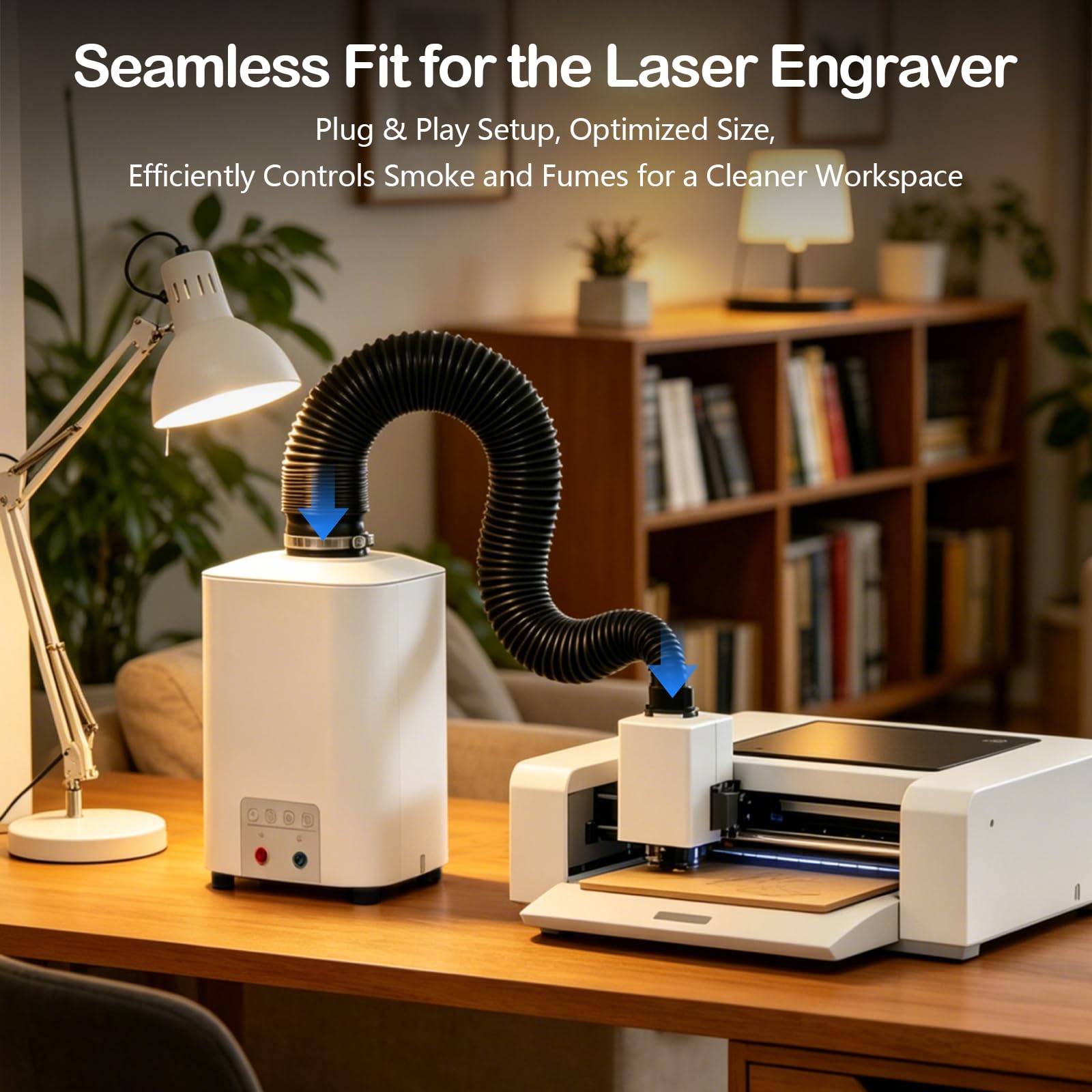 Aspiratore Fumi di Saldatura 50W con Sistema di Filtrazione a 3 Stadi, Purificatore d’Aria 128 m³/h Silenzioso <56 dB, per Saldatura, Laser e Stampa 3D, Include 5 Prefiltri di Ricambio