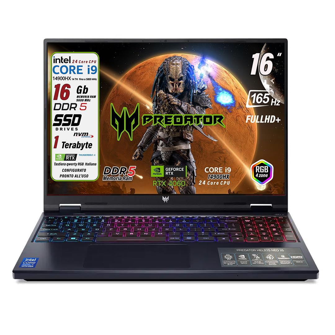Gaming Notebook Acer Predator Helios Neo 16s Ai Intel Core i9 - Dettaglio
