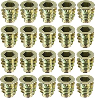 uxcell Furniture Threaded Insert Nuts Zinc Alloy M6 Internal Threads 13mm Length 20pcs