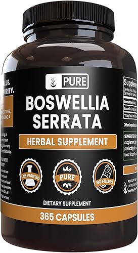 Pure Original Ingredients Boswellia Serrata (365 cápsulas) sin magnesio o rellenos de arroz, siempre puro, verificado por laboratorio