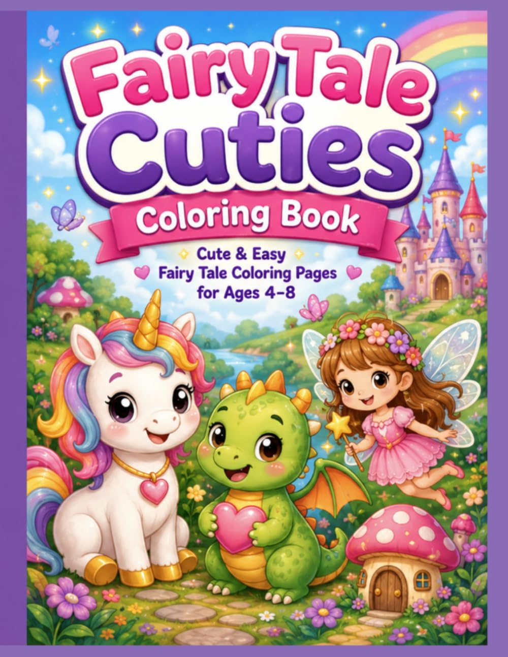 Fairy Tale Cuties Coloring Book: Cute & Easy Fairy Tale Coloring Pages for Ages 4-8