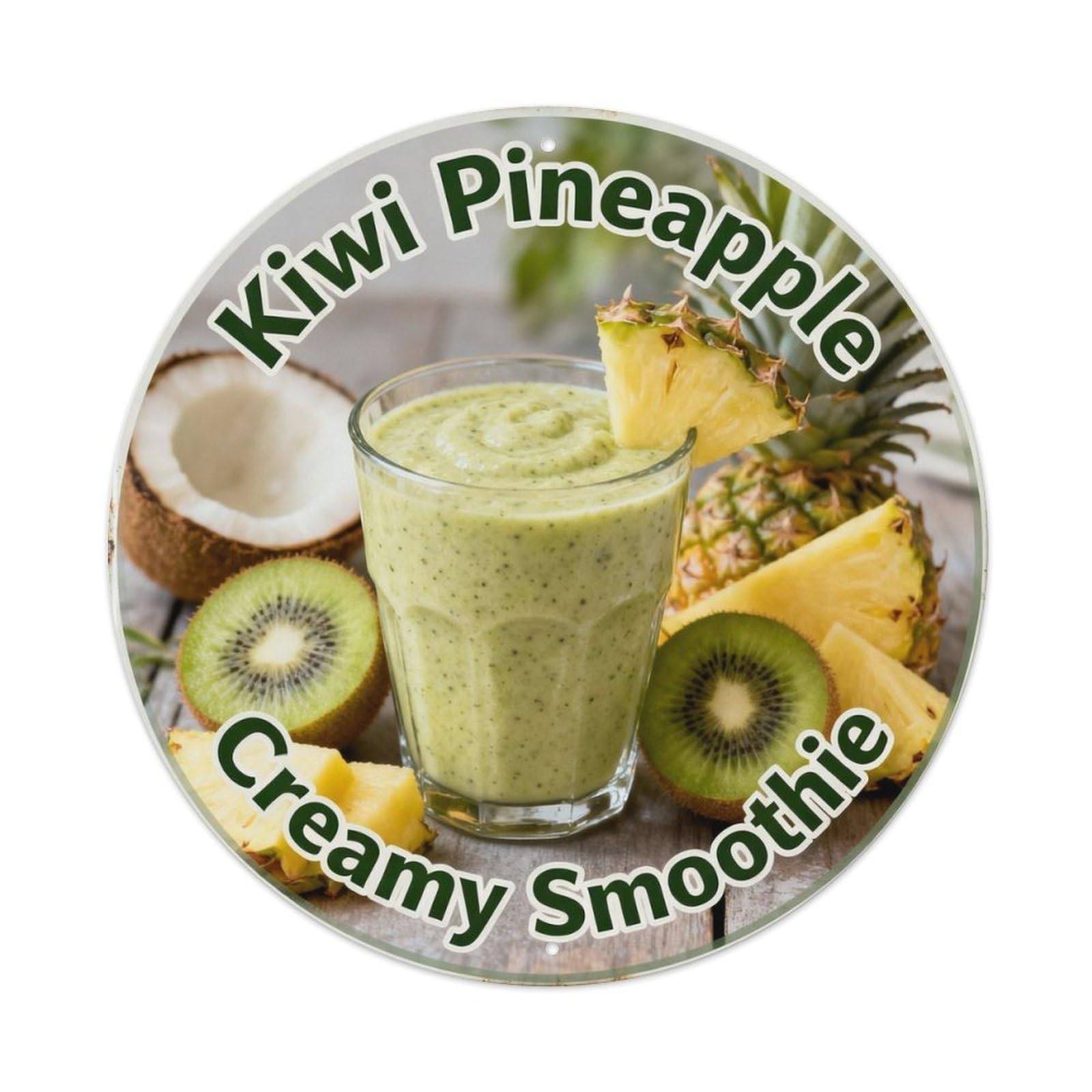 Kiwi Pineapple Creamy Smoothie Metal Tin Sign Plaque