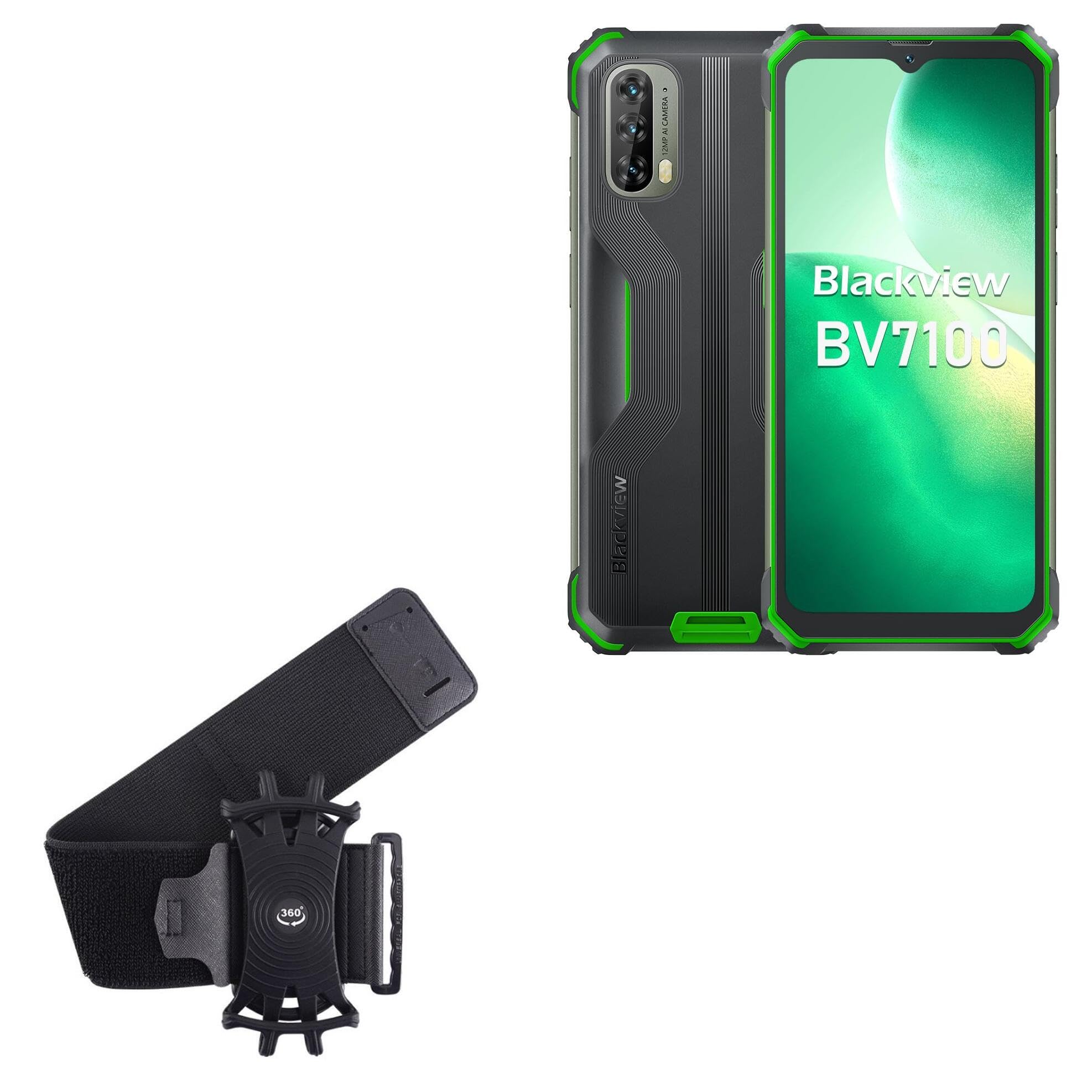 BoxWave Holster Compatible with Blackview BV 7100 - ActiveStretch Sport Armband, Adjustable Armband for Workout and Running - Jet Black